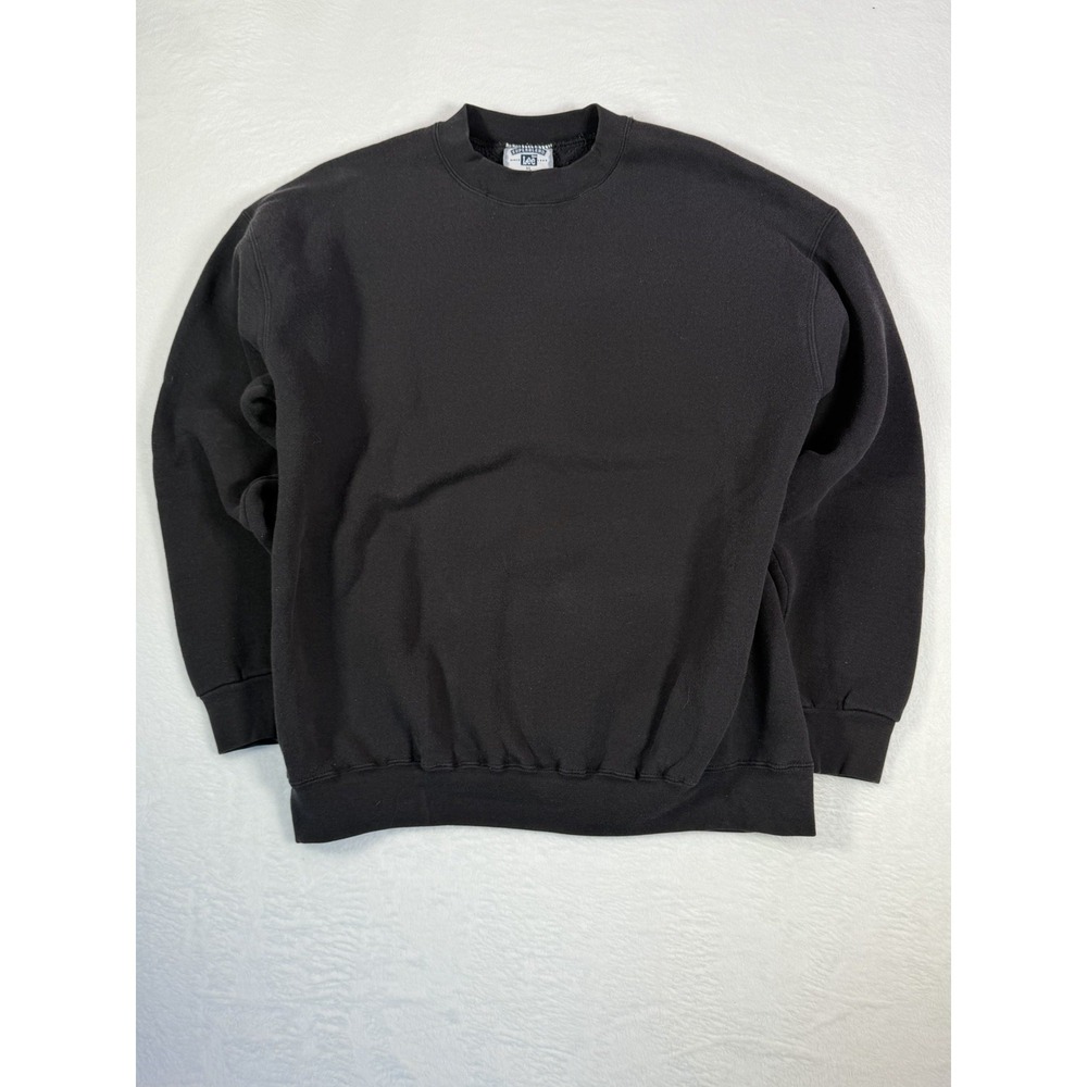 VINTAGE 90s Lee Super Blend Blank Crewneck Sweatshirt USA Made XL Black